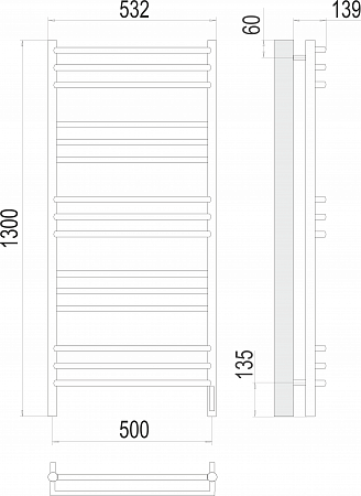 Прато П15 500х1300 электро (sensor quick touch) Полотенцесушитель  TERMINUS Кстово - фото 3