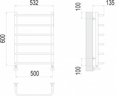 Стандарт П6 500х600  Полотенцесушитель  TERMINUS Кстово - фото 3
