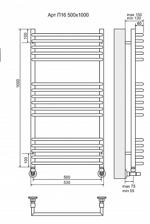 Арт П16 500х1000 Полотенцесушитель TERMINUS Кстово - фото 3 Арт П16 500х1000 Полотенцесушитель TERMINUS Кстово - фото 3